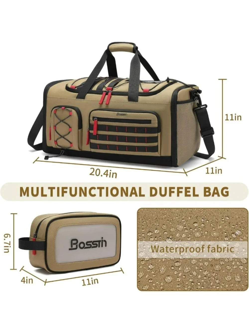 Expandable 45L-50L Sports Duffle Gym Bag for Men & Women - Versatile Travel Tote